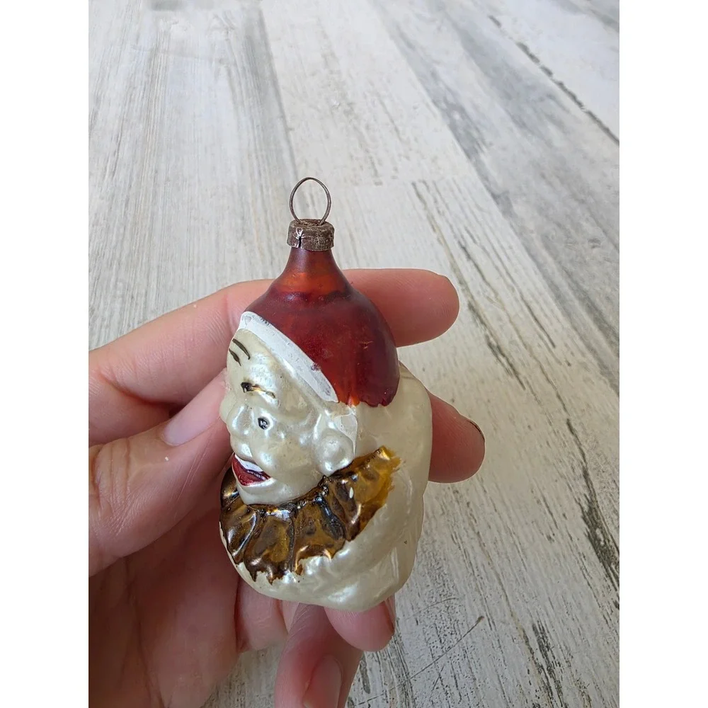 Antique clown mercury glass ornament jester Xmas tree vintage